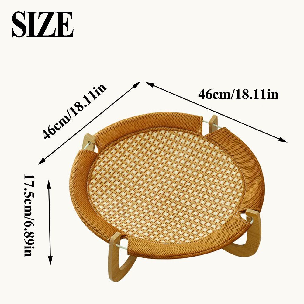 Breathable Wood Cat Bed Sturdy Comfortable Dog Hammock with Support Heavy Duty Round Kitten Sleeping Bed Outdoor Beds