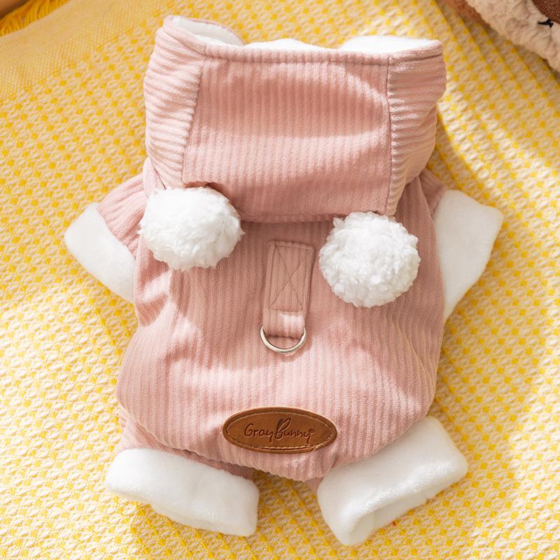 Pet Spring Clothes New Teddy Pomeranian Small Dog Autumn and Winter Thickened Four-legged Cat Puppy Dog Cotton Coat