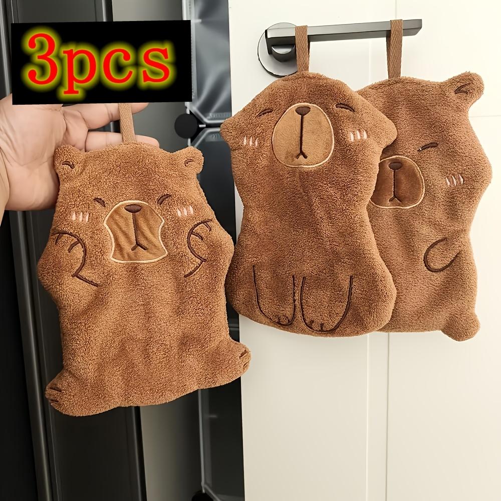 3Pcs Microfiber Capybara Hand Towel, Hypoallergenic Super Absorbent Soft Towel for Bath and Kitchen