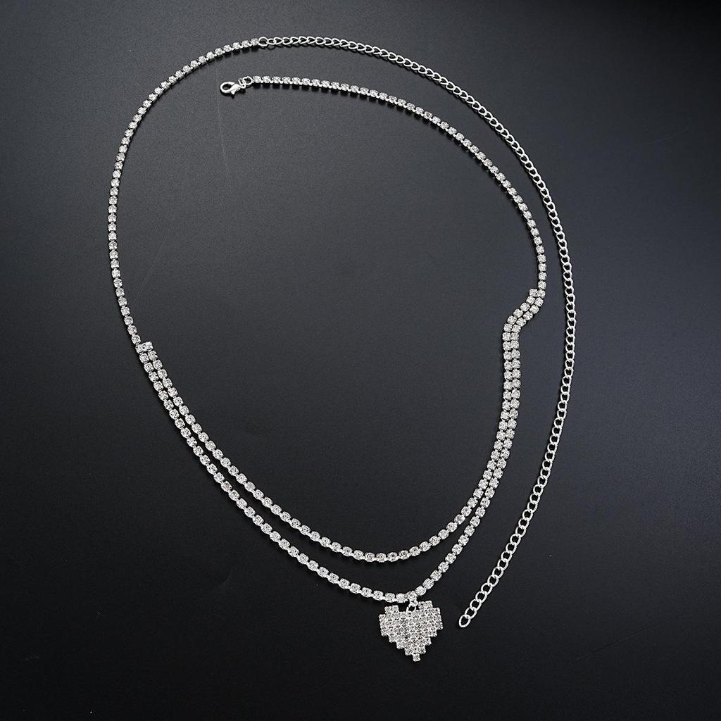 European and American Sexy Double Layer Heart Pendant Waist Chain - Fashion Diamond Belly Dance Navel Accessory