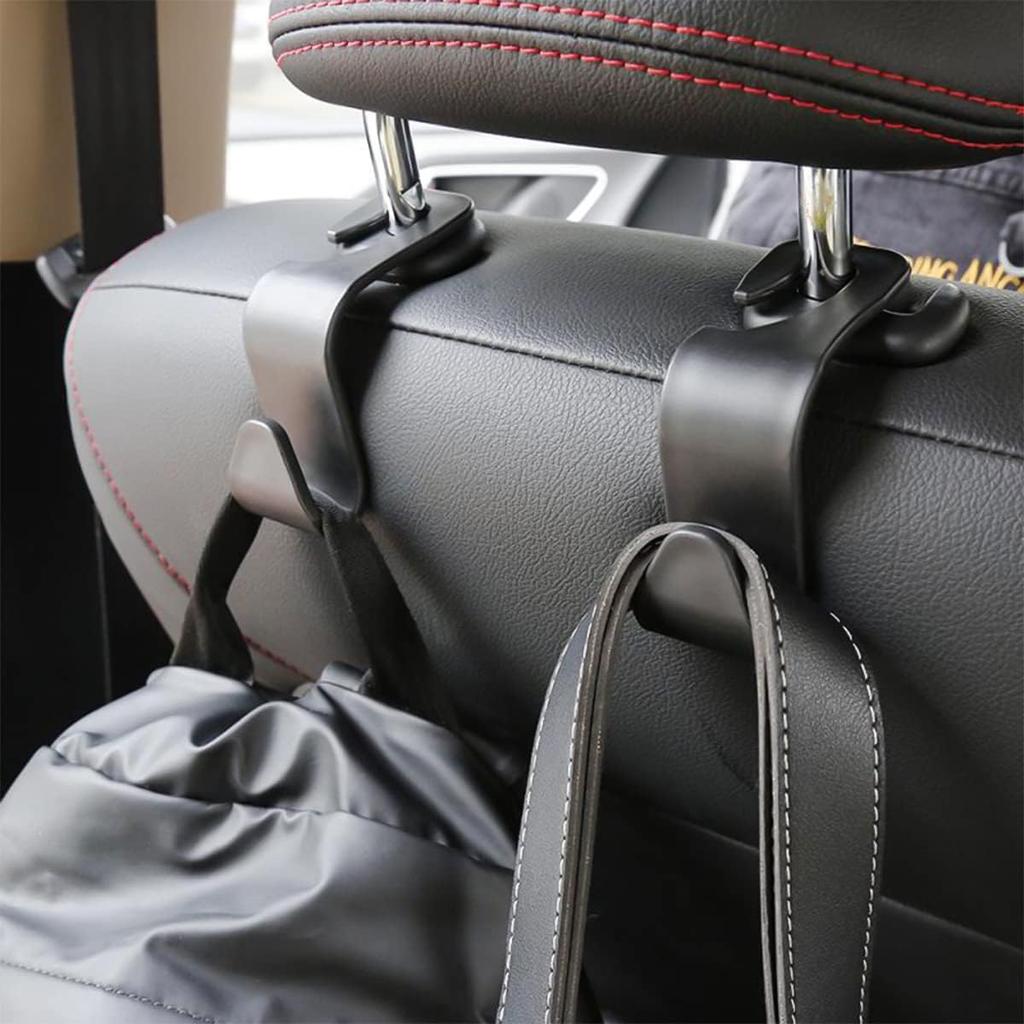 4PCS Car Back Seat Headrest Hooks, Rear Car Seat Storage Headrest Hanger Holder Hooks Organizer, Universal Auto Interior Accessories for Bag Purse