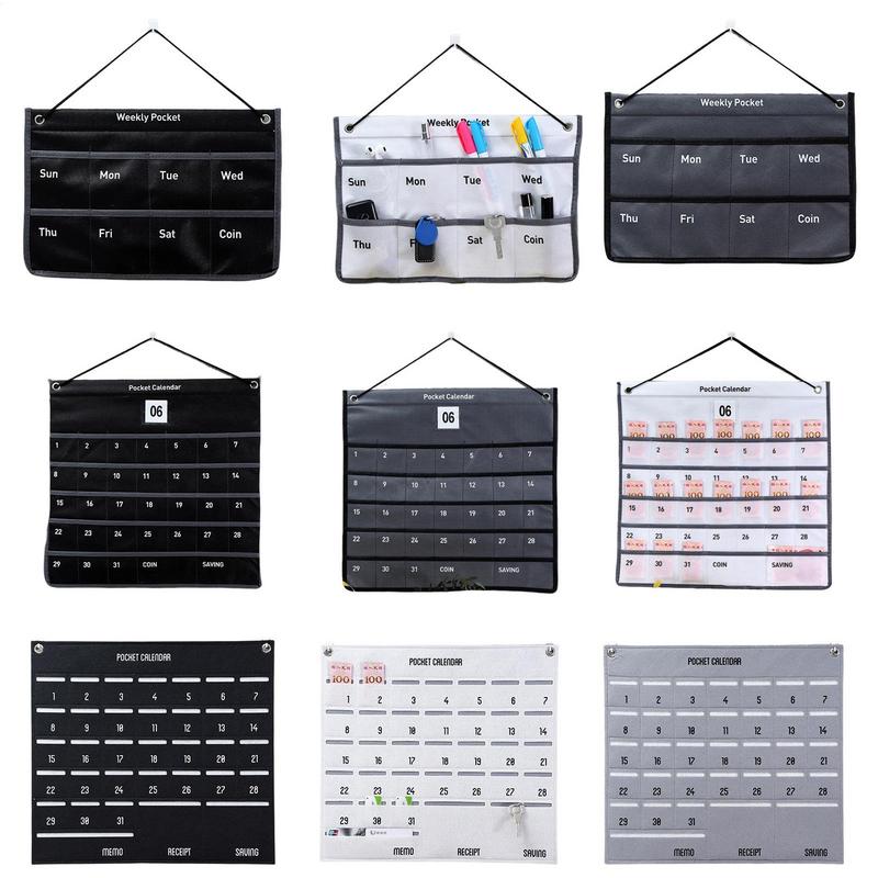 Geantă de Depozitare Calendar Organizator de Buzunare de Perete Accesoriu Plic Montat pe Birou Plic Calendar de Perete Agățat cu Buzunare