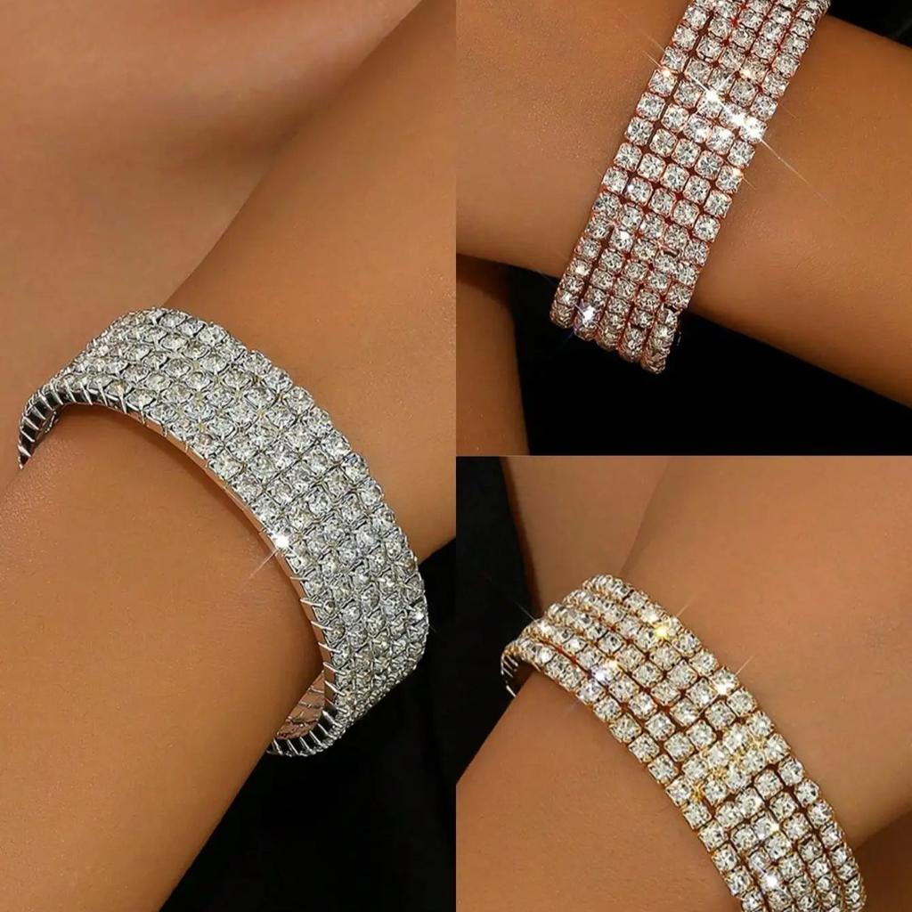 Fashionable, Minimalist, Light Luxury Style, High-end Feel, Inlaid with Rhinestones Bracelet, Suitable for Women's Parties and H