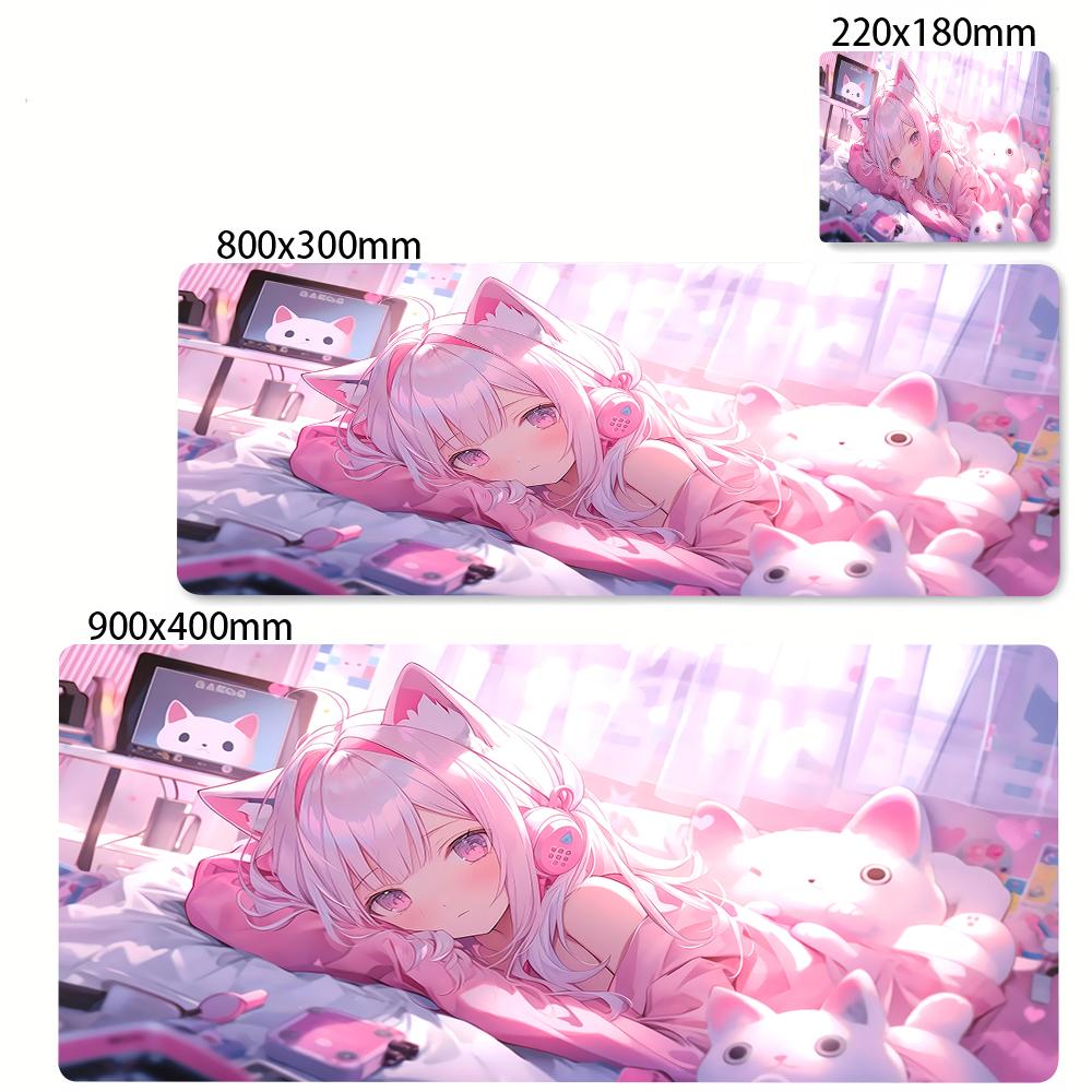 Anime Girl Mouse Pad Kawaii Pink Mousepad Gaming Speed Keyboard Pads Large Gamer Mouse Mat Rubber Desk Mat HD Print Cute Carpet