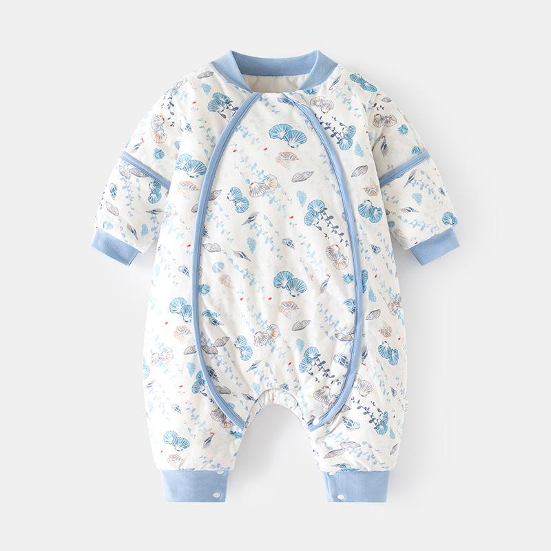 Newborn Anti-Kick Split Leg Sleeping Bag - Thick, Padded, and Zippered for Autumn and Winter