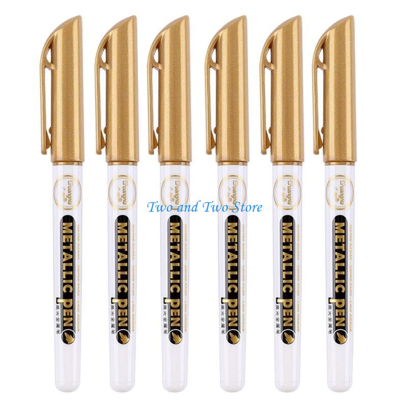 HX6F 6Pieces/set Gold Silver Epoxy Resin Drawing Pen Gold Leafing Point Pen Marker золотой