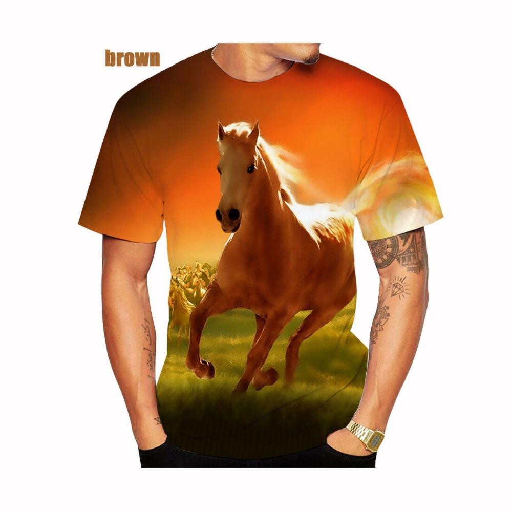 New Fashion Horse 3D Printied Mens and Women T Shirts Animal Horse Printied Casual Loose Short Sleeve Size XS-5XL