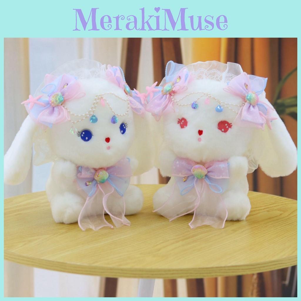 Adorable Rabbit Soft Plush Animal With Shell Ribbon For Childrens Idea Gift