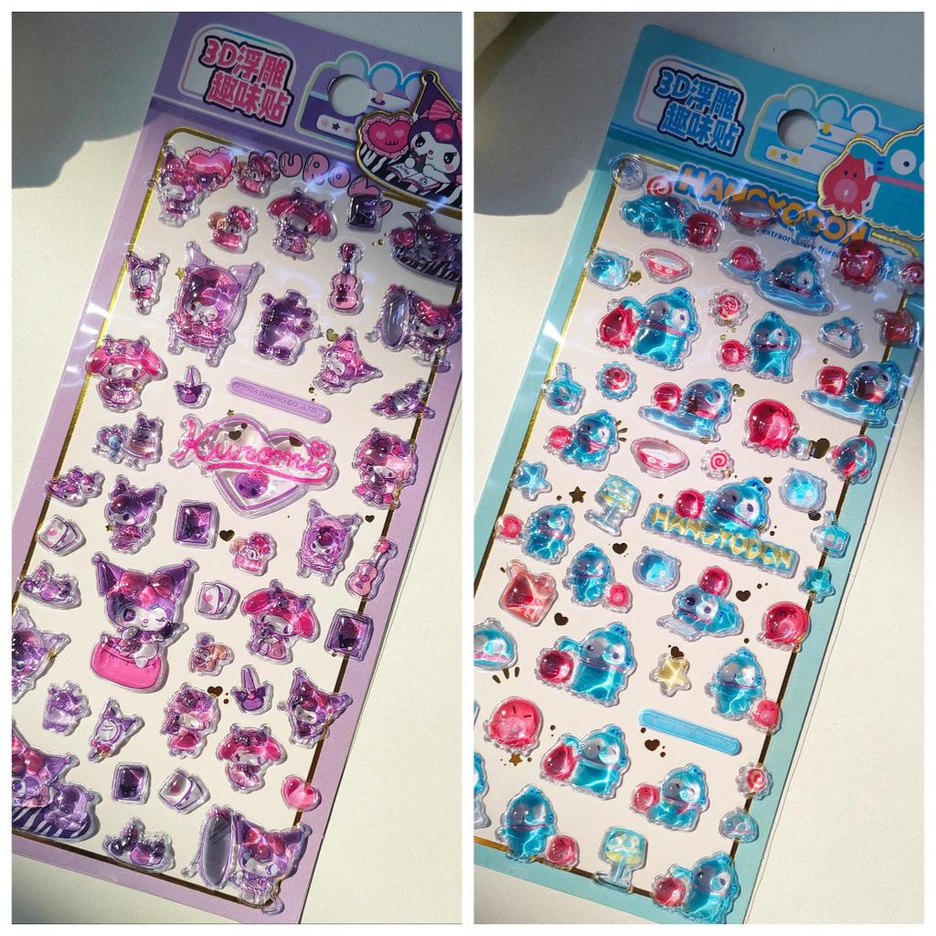 3D Embossed Cute Sanrio Stickers Waterproof Cartoon Decals for Journaling Phone Case DIY Student Stationery Decorative Stickers