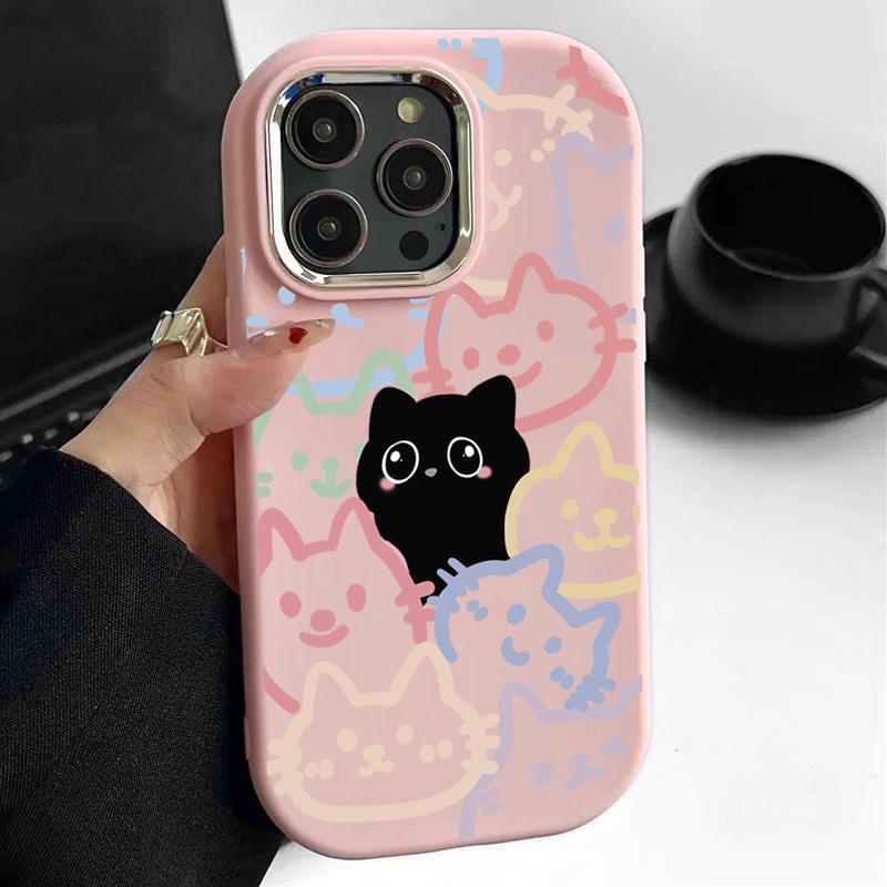 Schattige Zwarte Kat Zachte Case Voor Samsung S25 S24 S23 S22 Plus Ultra S23 S24 S20 S21FE A16 A53 A32 A51 A71 A31 A24 Note 20Ultra Cover