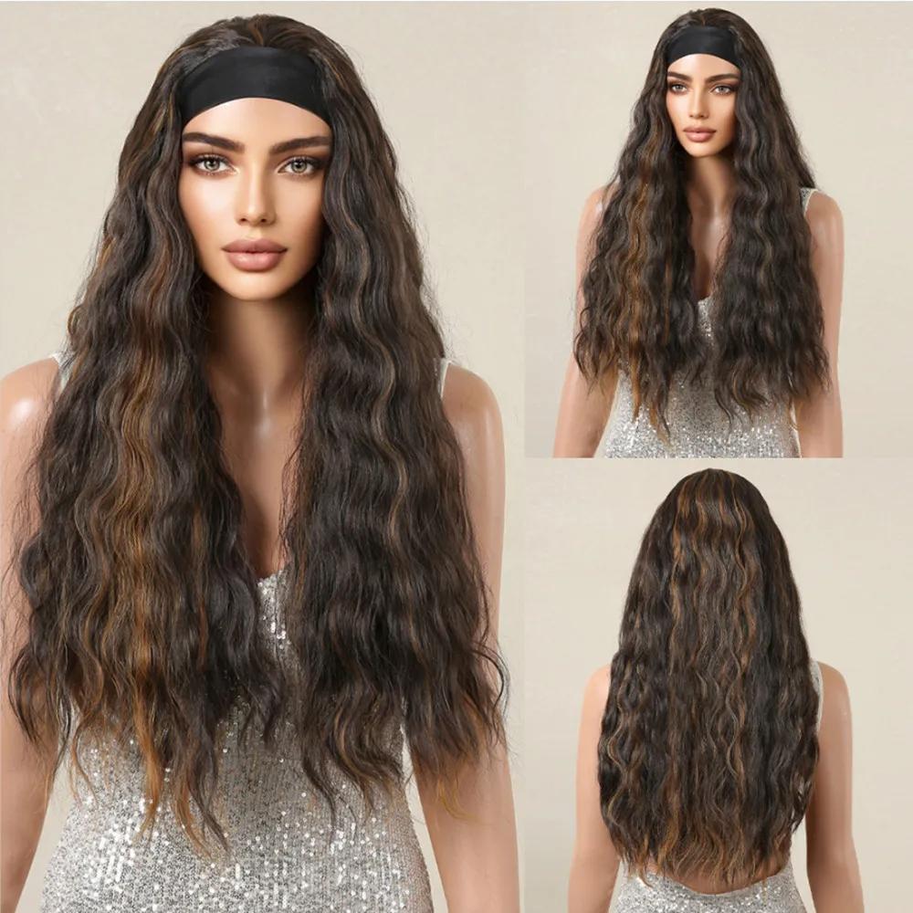BLONDE UNICORN Blonde Headband Synthetic Wigs Long Straight Hair Wigs for Women Heat Resistant Fiber Daliy Party Use