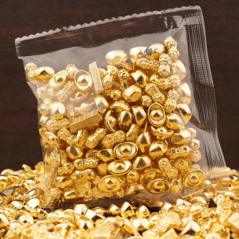 Gold Sand Alloy Ingot Basin Ornament for Wealth Attraction & Home Gifts
