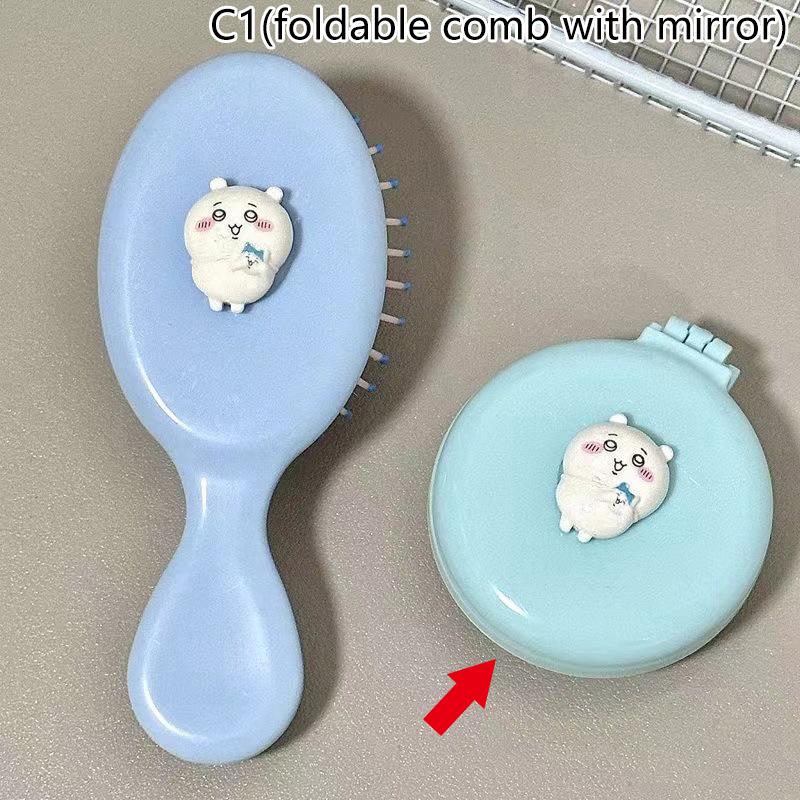 Portable Chiikawa Comb Cartoon Folding Airbag Comb Air Cushion Massage Hairdressing Comb Small Travel Mirror Comb Hair Tool Gift