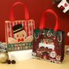 Festive Christmas Tote Bags with Red & Green Holiday Design Reusable Non-Woven Gift Bags for Groceries and Holiday Treats Festive Gift Bags