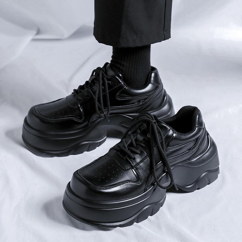 Derby Shoes Men's Niche Thick Sole Heightening Big Head Heightening Retro Leather Shoes High-end Dad Shoes 54458-R
