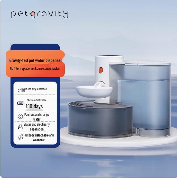 

Stainless Steel Pet Gravity Waterer with Purification and Sewage Tank Water Dispenser