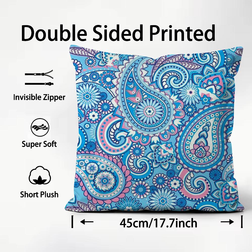Painted Design P-PaisleyS Cushion Cover Pattern Printed Pillowcase for Living Room Sofa Cushion Cover & Bedroom Decor