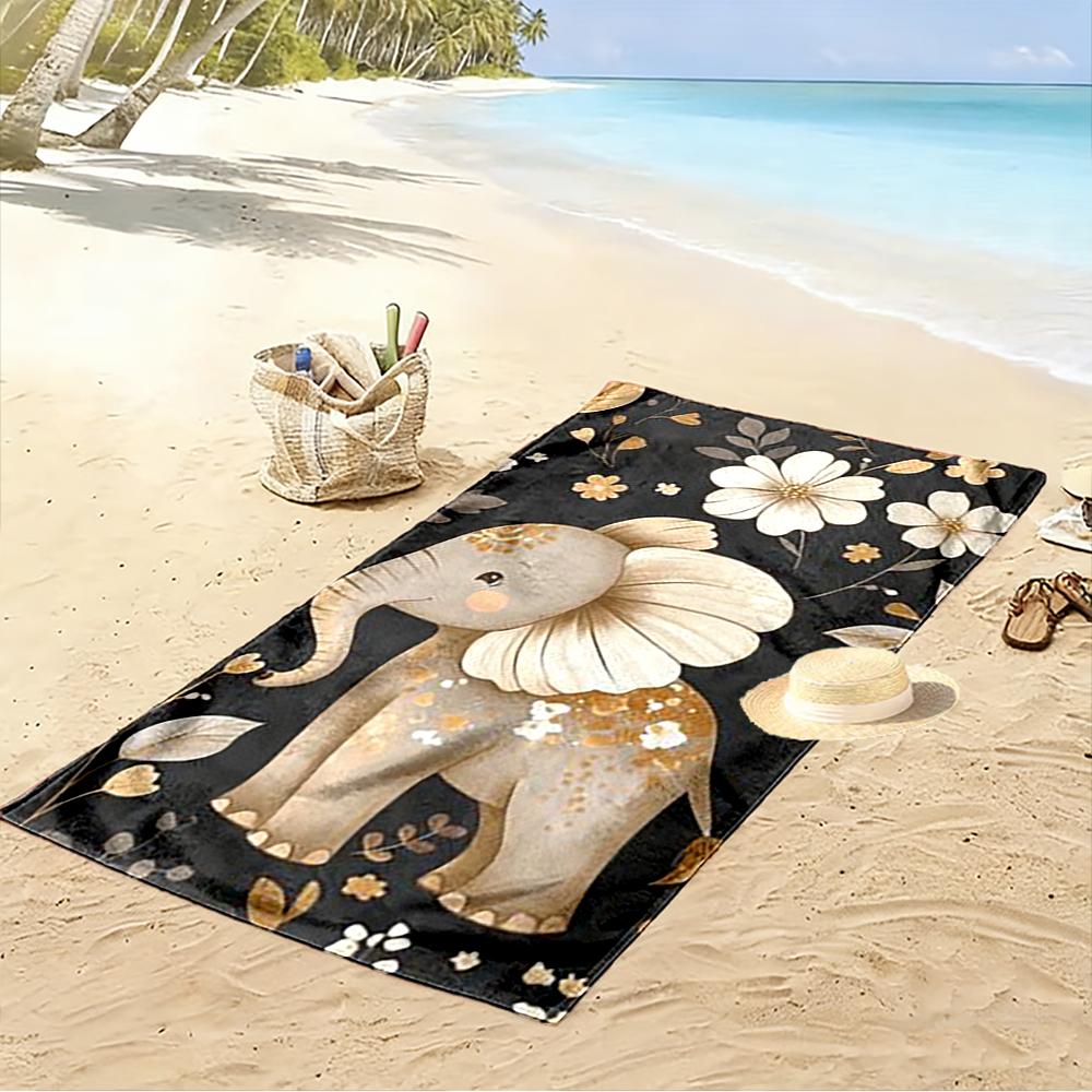Süßer Elefant mit Blumenmuster Strandtuch schnelltrocknend für Reise Outdoor-Sport Joggen Strand und Schwimmen