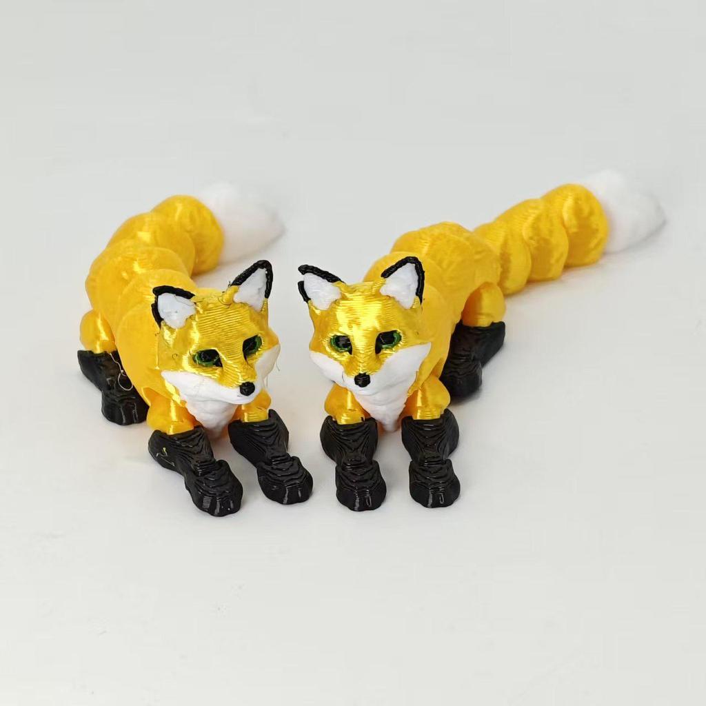 3D Printed Articulated Fox Toy - Home Decoration & Desktop Ornament