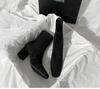 2025 autumn and winter high-heeled women's shoes pointed thick-heeled short boots thin velvet elastic thin socks boots Martin boots