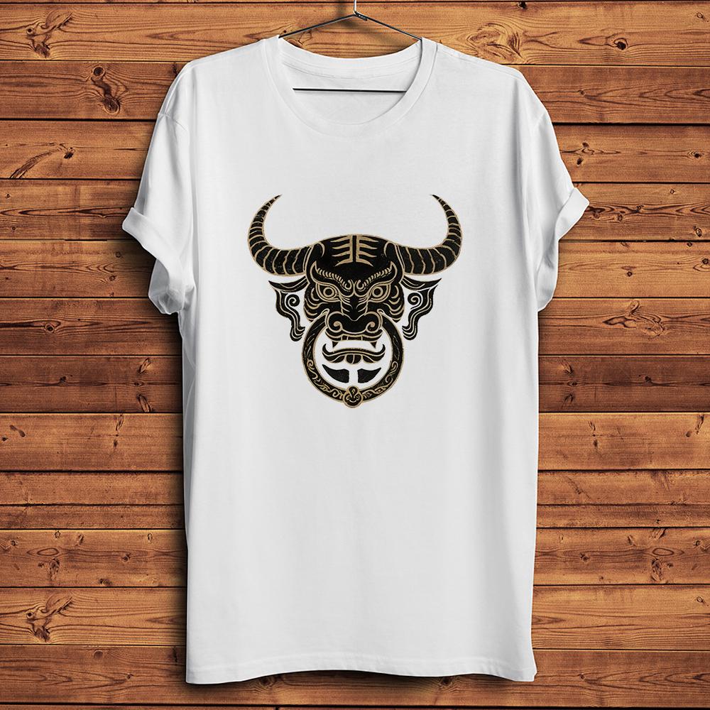 Chinese Ancient Guardian TotemCattle Head Knockerholde Funny Vintage TShirtCasual Unisex Tshirtnocracking Breathable Print