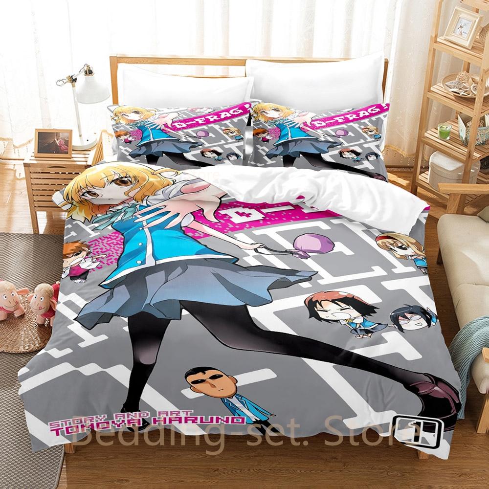 3d Print Anime D-Frag! Bedding Set Duvet Cover Comforter Bed Set Quilt Cover Pillowcase King Queen Twin Size Boys Girls Adult