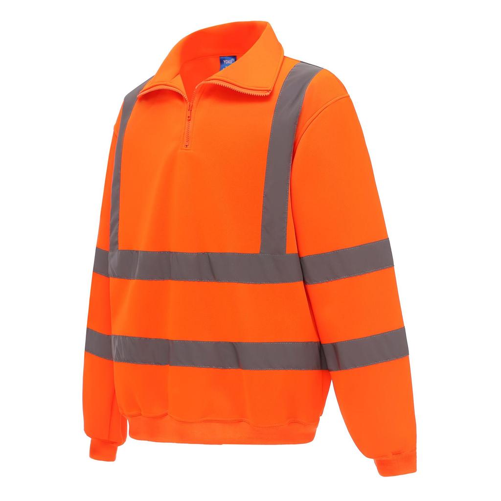 Yoko Herren Warnschutz-Sweatshirt mit Viertelreißverschluss