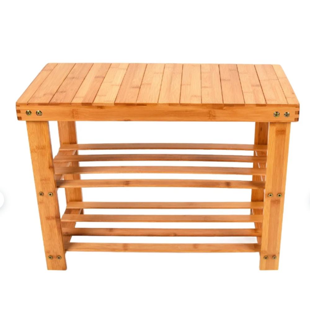 Bamboo Shelf, Standing Shoe Rack, 3-shelf Cabinet, Bathroom, Hall