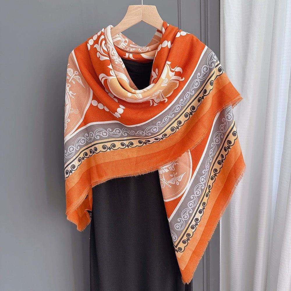 Cotton Feeling Scarf For Women 130Cm Large Square Scarf Outdoor Trips Air-Conditioned Shawls And Wraps