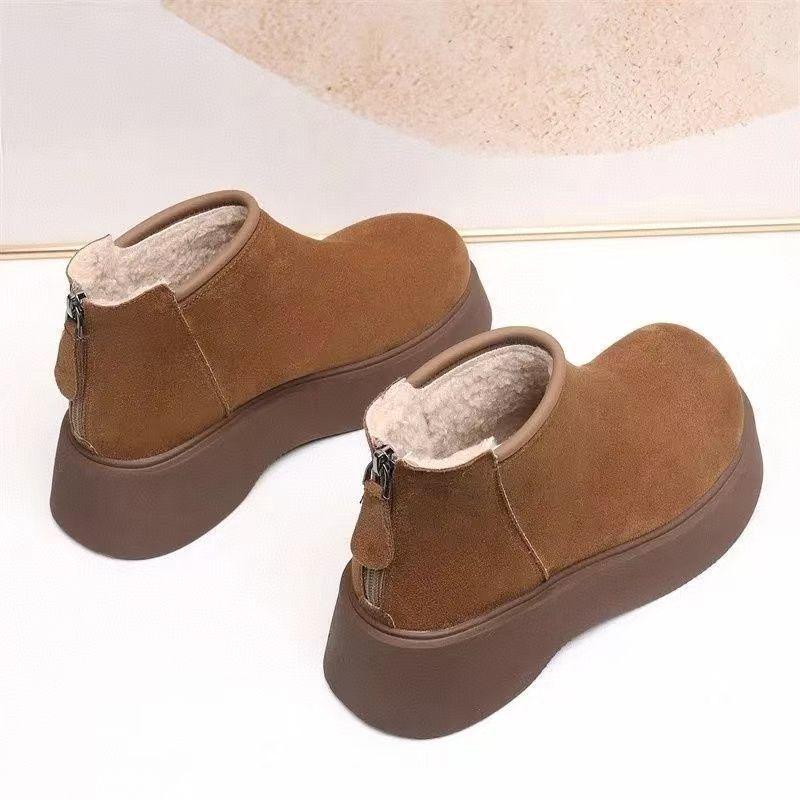 Women's Mary Jane Snow Boots - Plush, Thick-Sole, Height-Boosting, Non-Slip, Warm Winter Shoes for Petite Sizes.