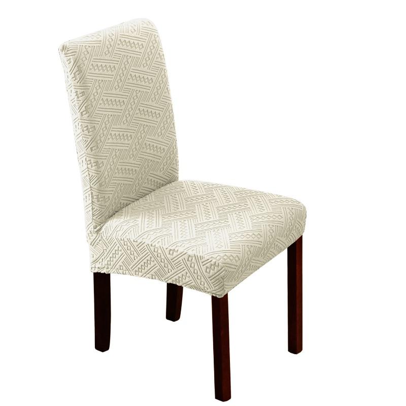 Jacquard Chair Cover Knitted Geometric Pattern Dustproof Elastic Chair Cover Home Hotel Banquet Universal Dining Chair Protector 1 pc 1716₽