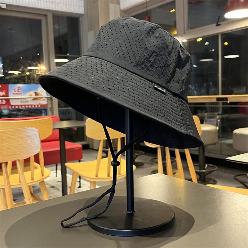 

Breathable Mesh Bucket Sun Hat Quick-Dry UV Protection Hat with Chin Strap Outdoor Travel Cap one size
