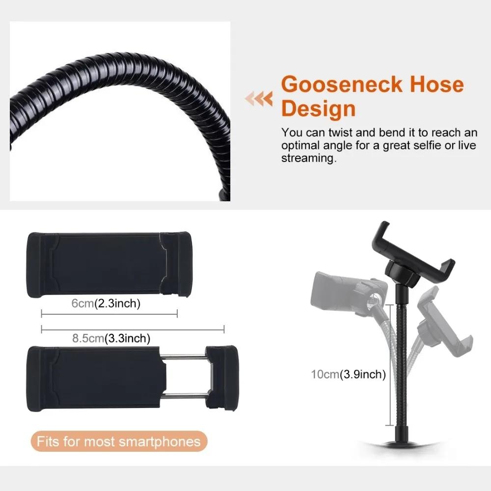 Flexibilní držák s klipem a upínací základnou pro iPhone 15 14 13 12 11 pro max / Galaxy/ Huawei/ Xiaomi/ LG Držák pro chytré telefony