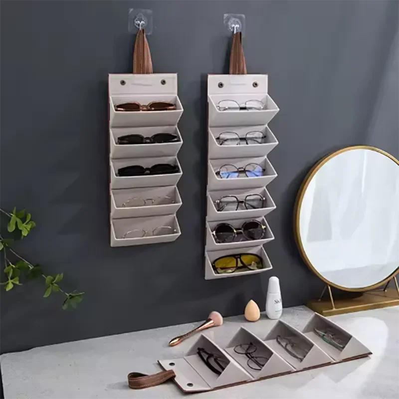 1pc-Portable Glasses and Sunglasses Holder Box, Foldable Wall Mounted Glasses Storage Box