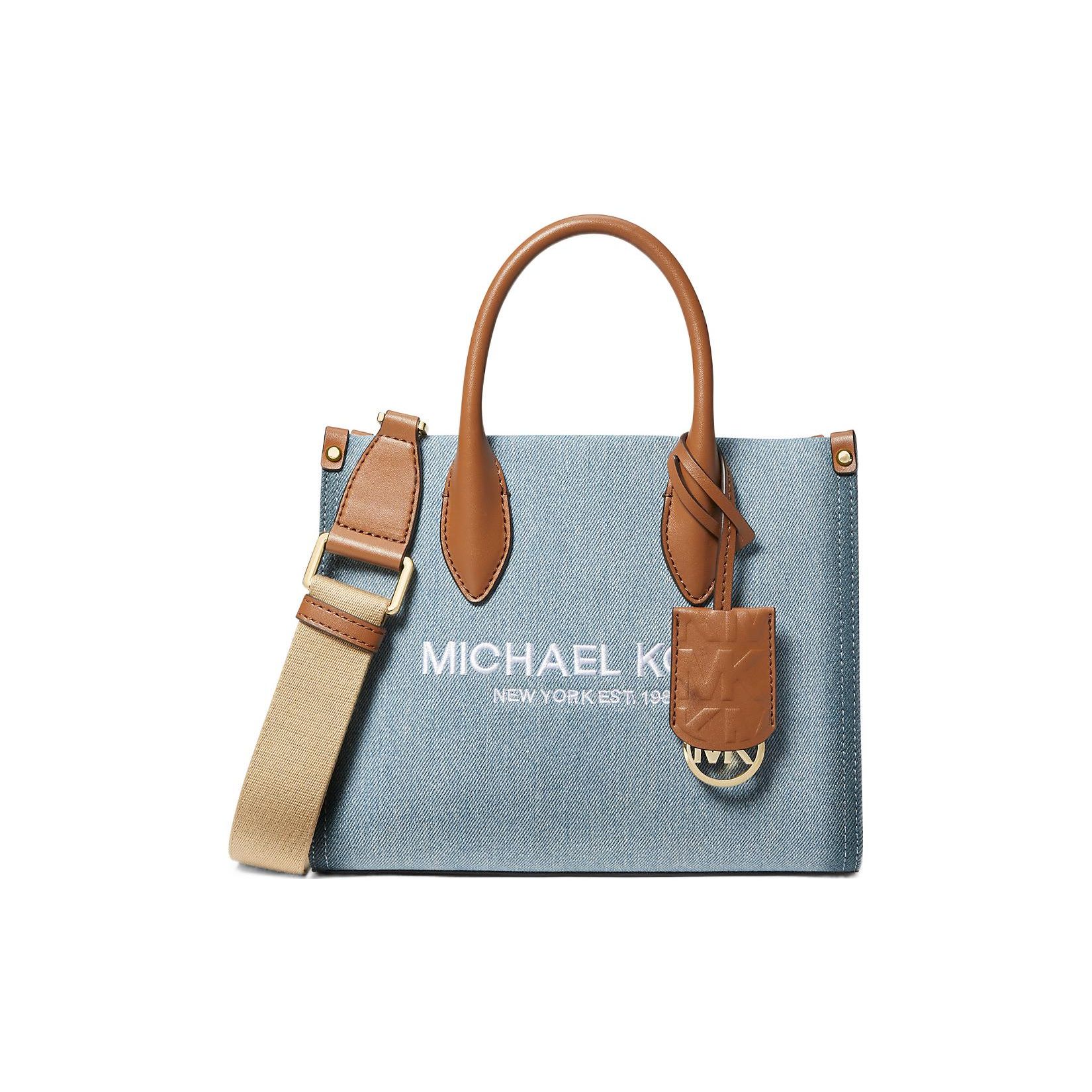 Michael Kors MK Mirella Logo Hardware Zipper Pocket Cotton Denim Tote Bag Women Tote Bags Light-Blue 35F3G7ZC5C-DENIM Basic Set BagDust Bag 17230₽