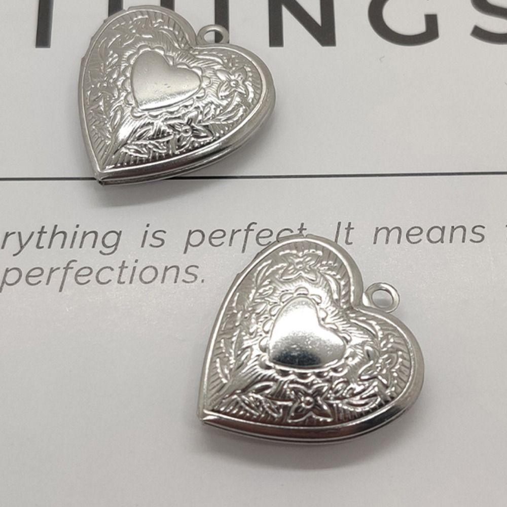 2Pcs Stainless Steel Photo Hold Pendant Charms Family Friendship Keychain  Bag Decor
