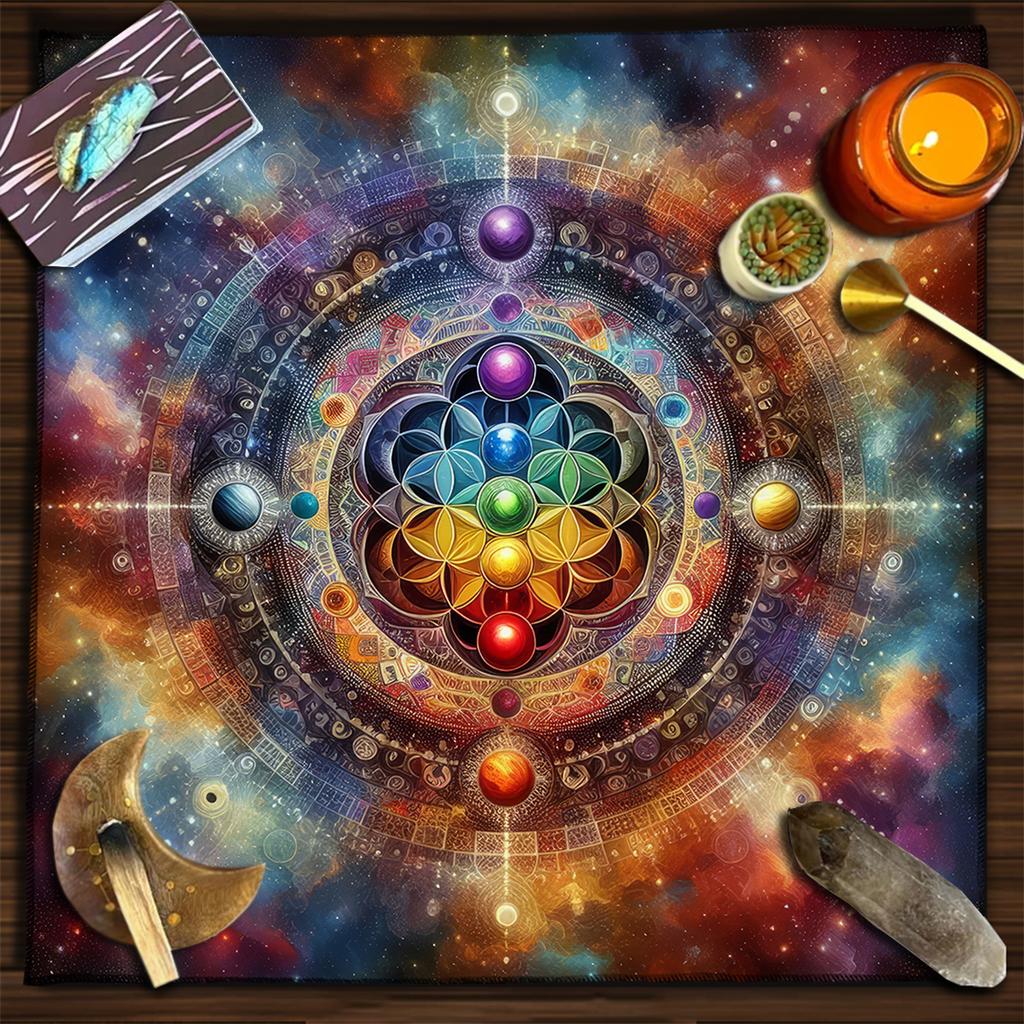 Tarot Tischdecke Mandala Blume des Lebens Altar Tuch Für Divination Meditation Kreis Galaxie Tarot Matte Spirituelle Orakel Karten Pad