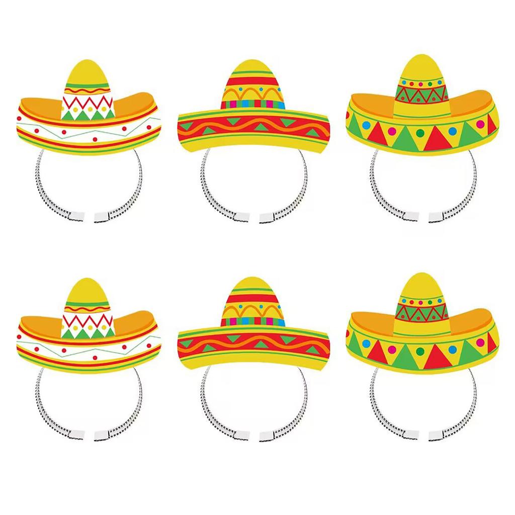 6 Pieces Mexican Fiesta Headbands Headpiece Theme Party Decorations Headwear For Celebrations And Photo Props
