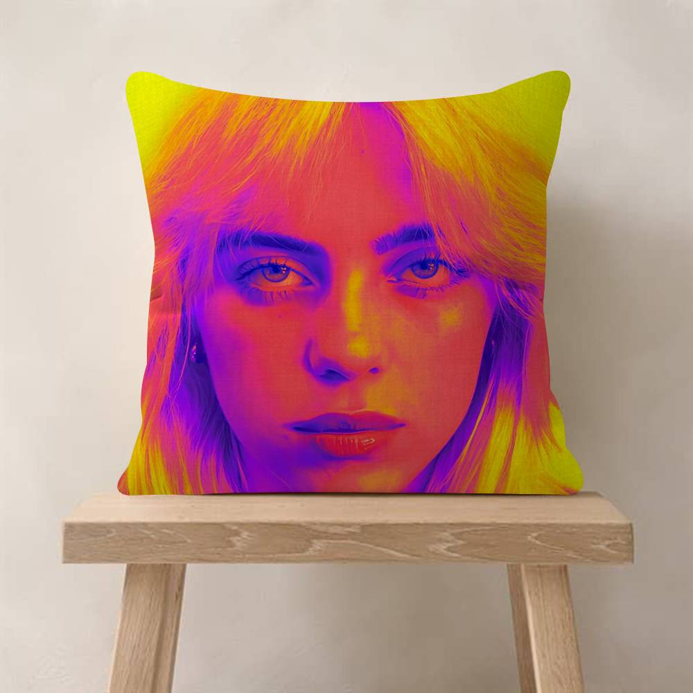 Singer B-Billie-Girl E-eilish Pillow Cushion Cover Pillowcase Living Room Sofa Home Decor Customized