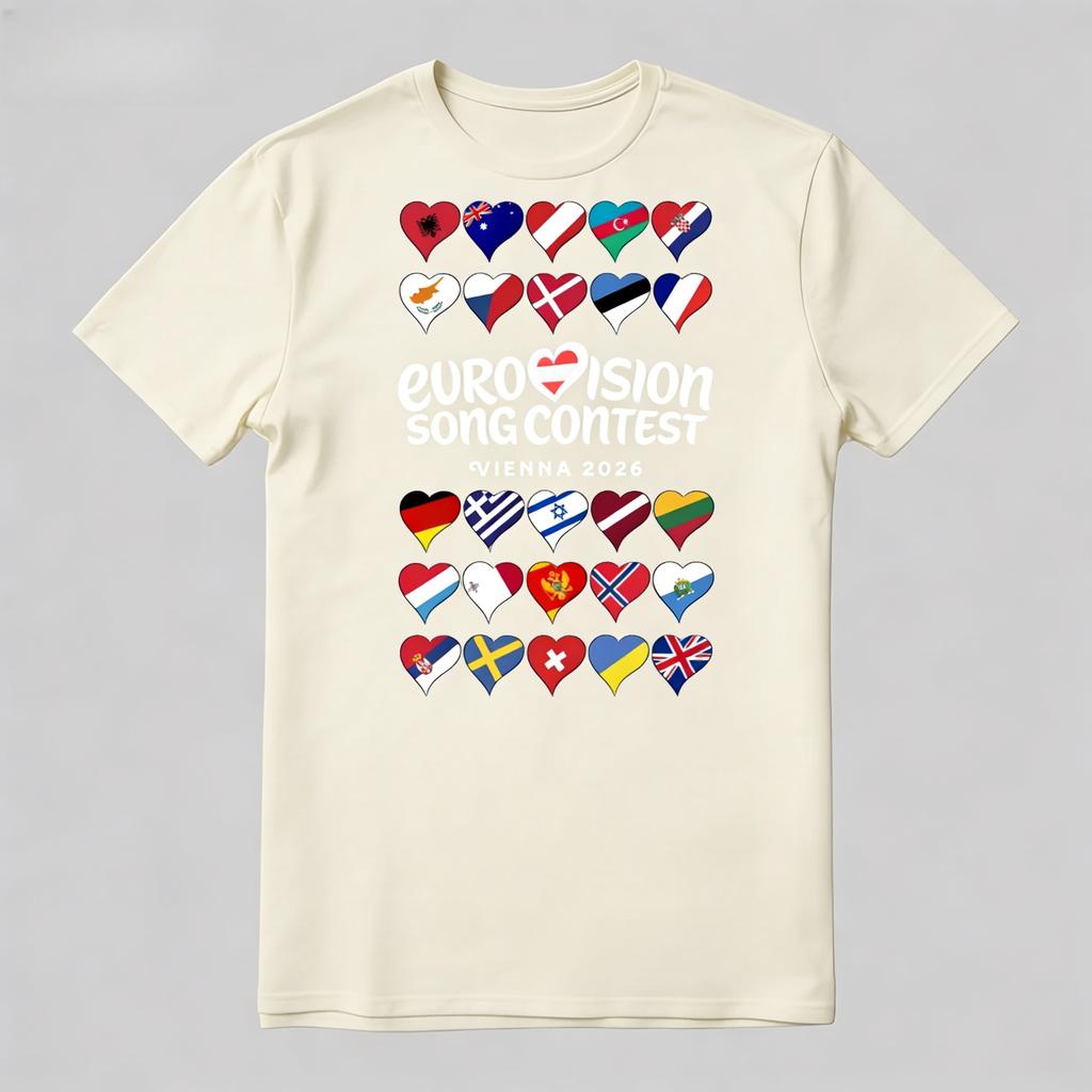 All Eurovision Song Contest Vienna Austria 2026 Men Women T Shirt Fashion Casual Pure Cotton Shortsleeved Top Y2K Tshirt