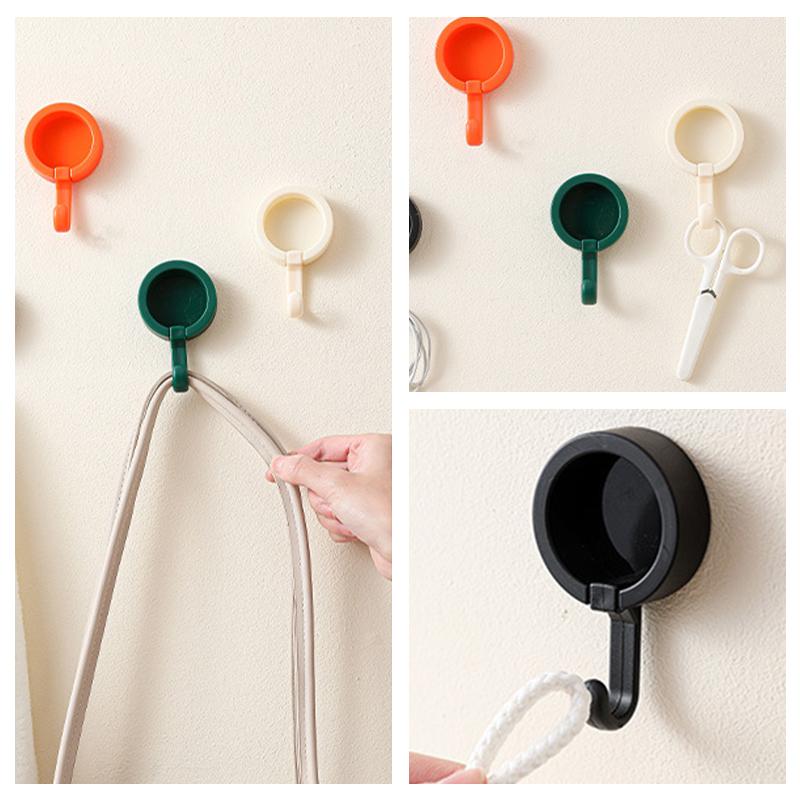 1/4 PCS Rotating Hooks Strong Adhesive Sticking Wall Kitchen Cute Hook Seamless No Punch Sticky Hook Key Holder Bathroom Organizer Rack