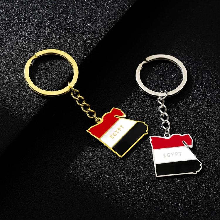 Keychain for Women Men Egypt Map Flag Shape Keyring Ethnic Style Flag Keyring