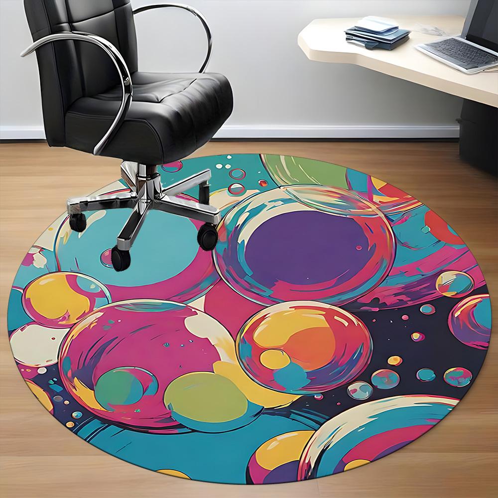 1pc Bubbles Colors Office Round Area Rug, Indoor Mat Suitable For Office, Under Office Chairs Bedroom Living Room Home Decor, Room Deco