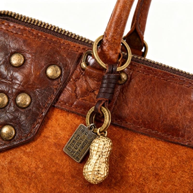 Bohemian Styles Braided Peanut Key Holder Sturdy Alloy Attachment Leather Accessory For Travel