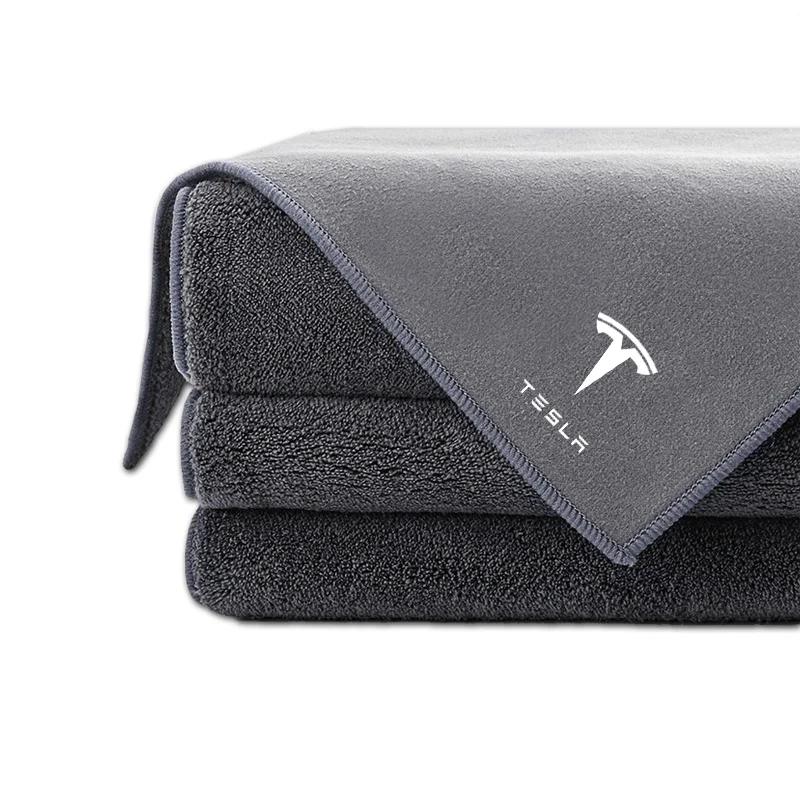 1Pcs Suede Fleece Microfiber Towel Cleaning Rag Cloth Car Styling for Tesla Model 3 S X Y Invader Coil Mod 2022 Style Roadster