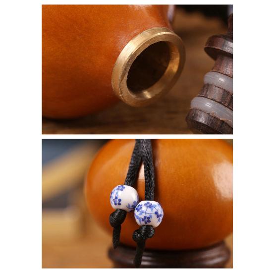 Mini Natural Gourd Water Bottle with Braided Rope Charm Leakproof Portable Gourd Drinking Bottle Vintage Gourd Hanging Decoration Ornament