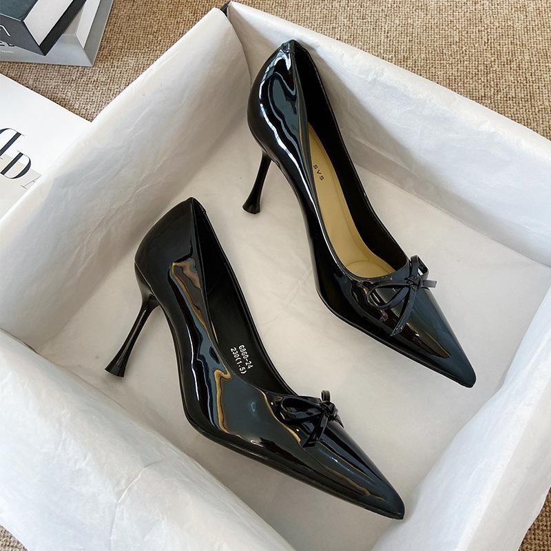 G860-24 French High-heeled Single Shoes Women's 2025 New Summer Pointed Head Bow Night Breeze Gentle High Heels