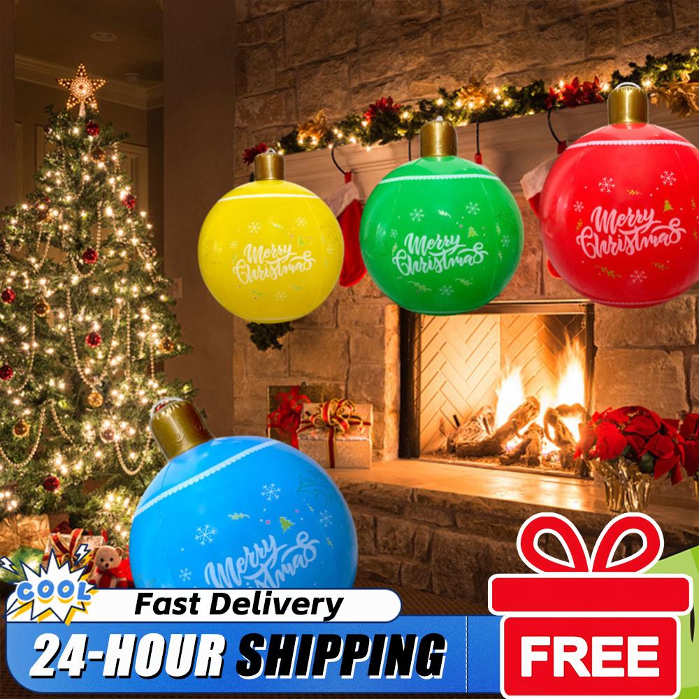 60cm New Inflatable Christmas Ball Giant Inflatable Christmas Ball New Years Christmas Ornaments Outdoor Christmas Holiday Decor