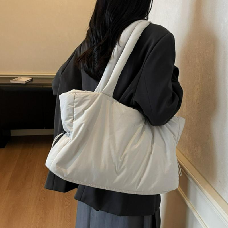 New Winter Women Shoulder Bag Large Capacity Tote Handle Bag Casual Pure Color Comfortable and Versatile Texture Bags for Travel