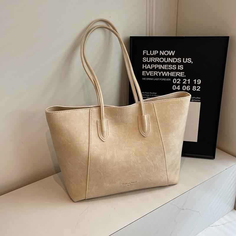 

Retro Soft PU Tote Bag Women s 2026 New High Quality One Shoulder Bags Large Capacity Temperament Commuter Handbags trend (30cm<Max Length<50cm)